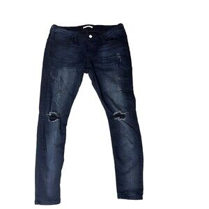 Women Skylton Black Label Jeans Size 34 Distressed Stretch Dark Wash